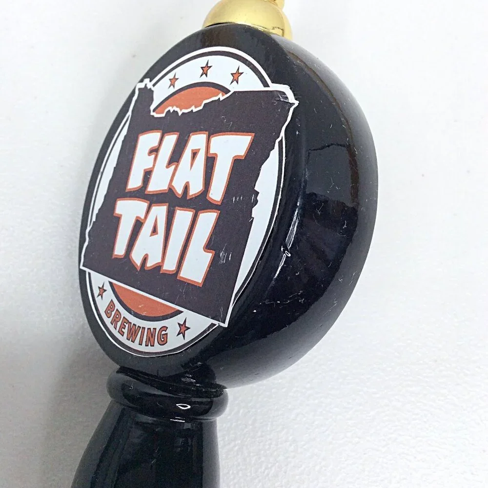 Flat Tail Brewing Tap Handle RARE‎ Corvallis Oregon Black Gold Beer Breweriana
